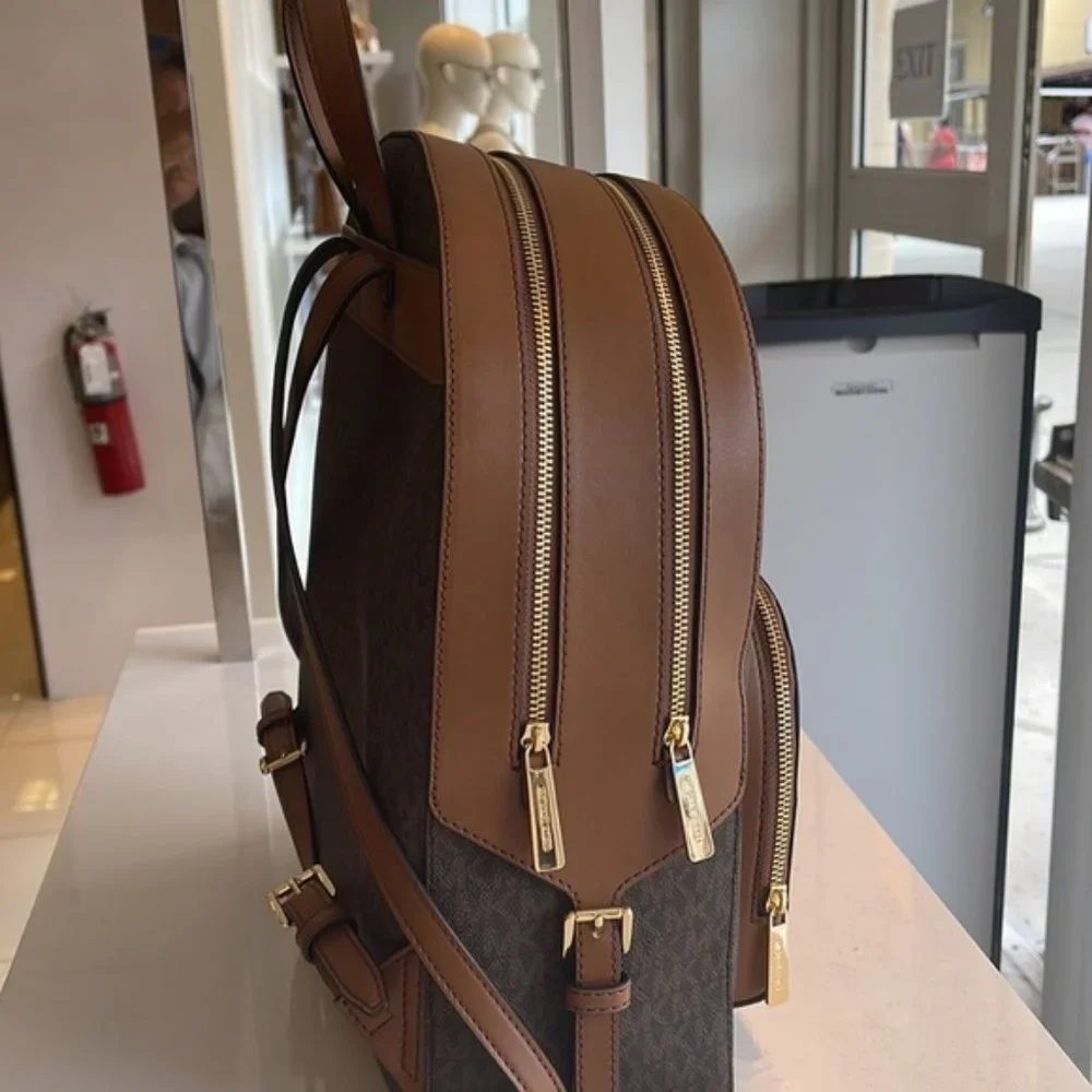Michael Kors Jaycee Large Zip Pocket Backpack Brown